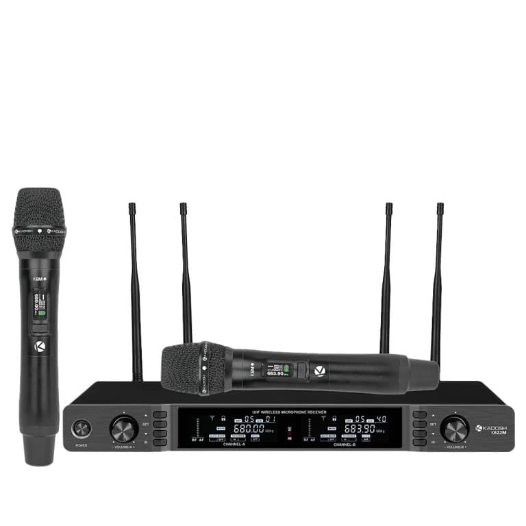 Microfone Sem Fio Uhf Digital Kadosh K622m 2 Bastões, 300 Canais 4 Antenas True Diversity B6 Preto