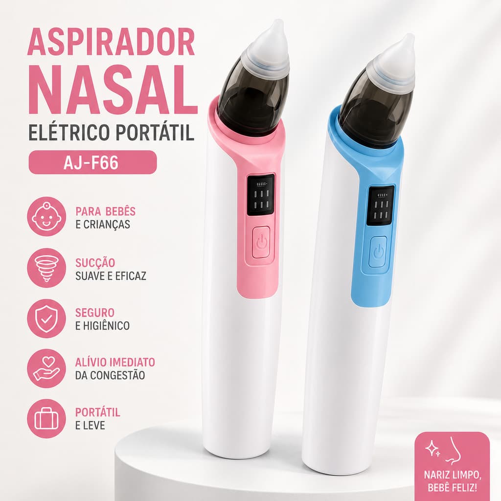 Aspirador Nasal Recarregável Para Bebês Silicone Ajustável Sucção Elétrica Crianças