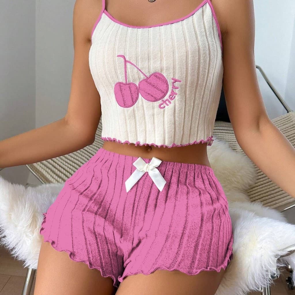 Comércio exterior Cross-Border estilo de venda quente bordado pijamas feminino escovado camisola Shorts terno casa Wear