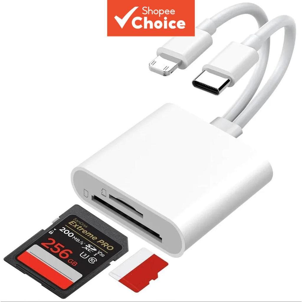 Leitor de cartões multifuncional OTG 2 em 1 Tipo-C para adaptador de cartão de memória SD/TF para PC, laptop, iPhone 17,