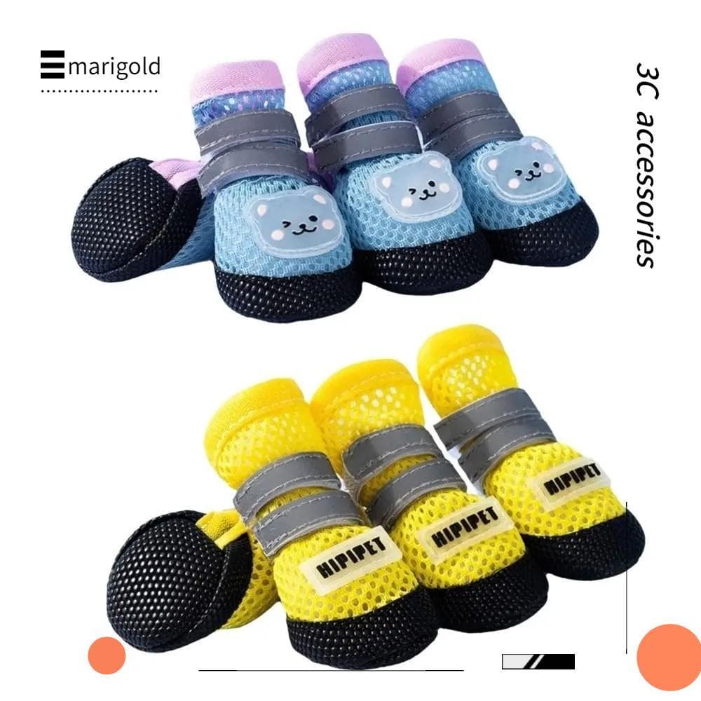 MARIGOLD 4 Peças De Sapatos De Malha Para Cães , Sandálias Respiráveis Com Alça Reflexiva Elástica Animais De Estimação