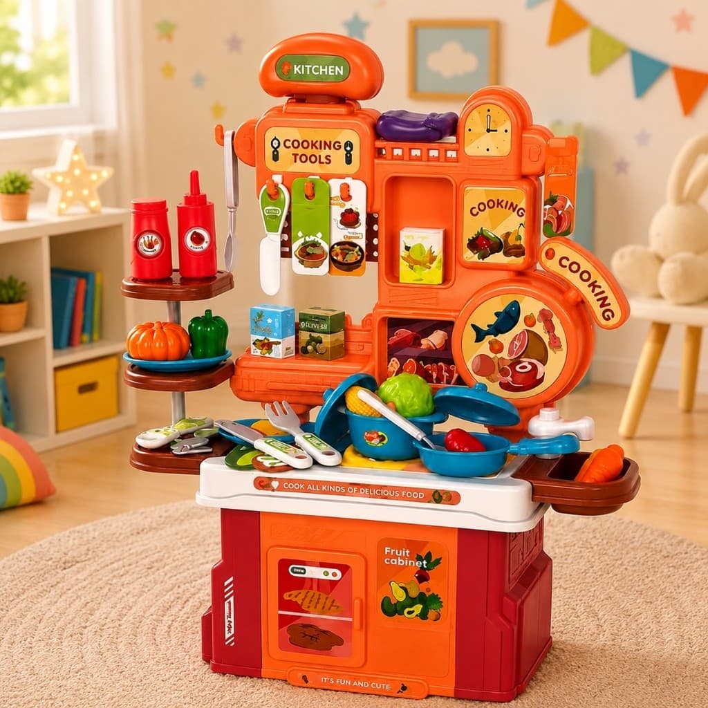 Cozinha Brinquedo Infantil 46 Peças Kit Completo Panelinhas Utensílios Comidinhas Acessórios Menina