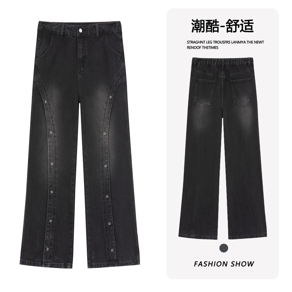 American High vibe Street Slim-fit Micro-Flared Jeans cleanfit Masculino Reto Mais Magro Look Calça Casual