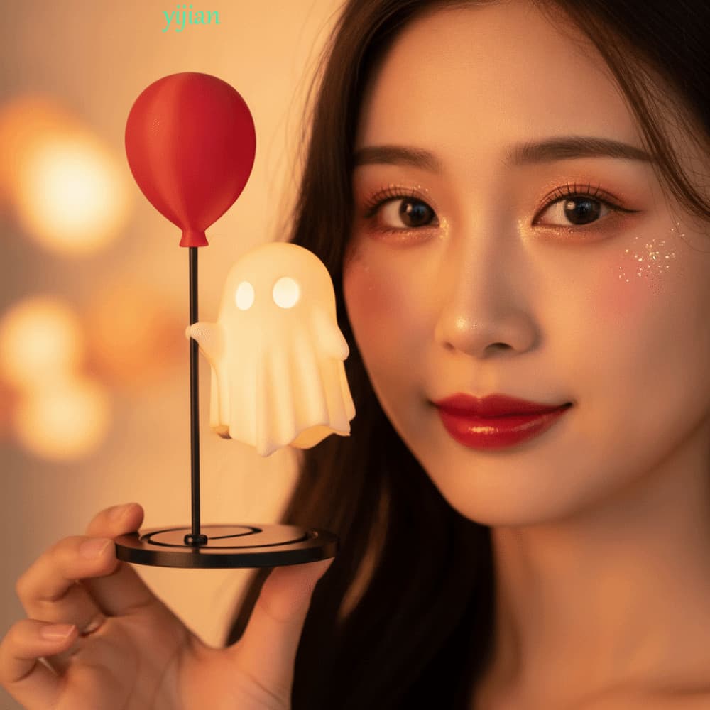 YIJIAN Fantasma Luz Noturna , Lâmpada LED Criativa De Halloween , Decoração Assustadora Bonito Branco Moderno Balão Orna
