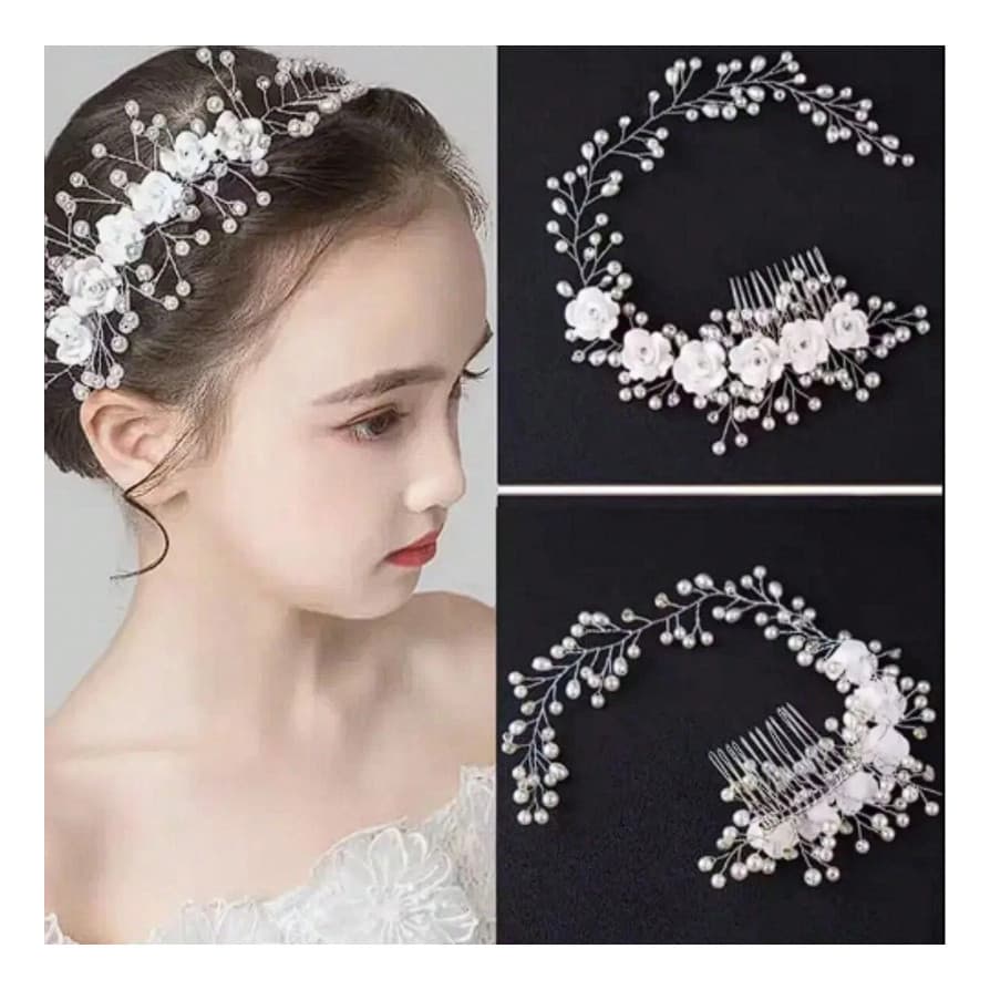 Tiaras Acessório de Cabelo para Noiva Daminhas Debutantes Luxo com Cristais Brilhantes e Pérolas