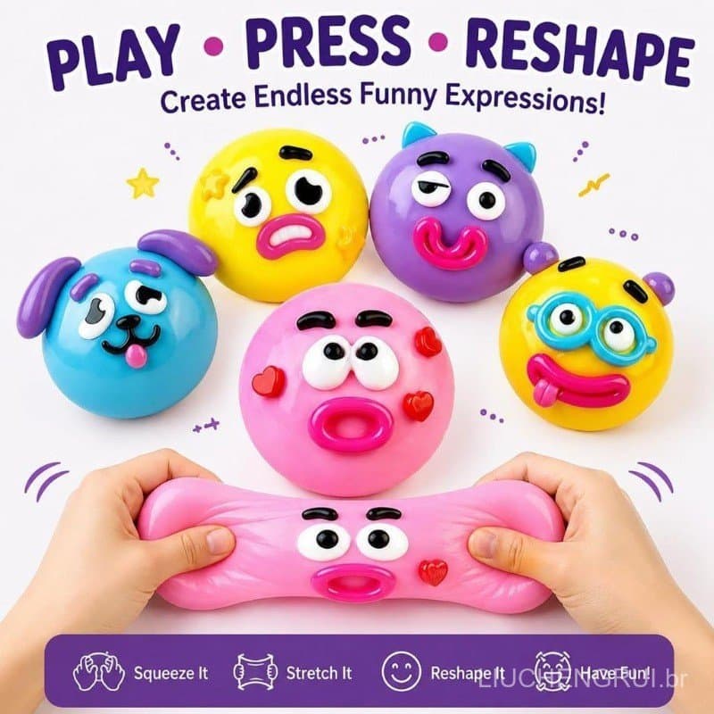 2026 Novo Squishy, Brinquedo Squishy Curiosities com Troca de Rostos de Cachorro, Macio, Moldável, Fofo, de Elevação Len