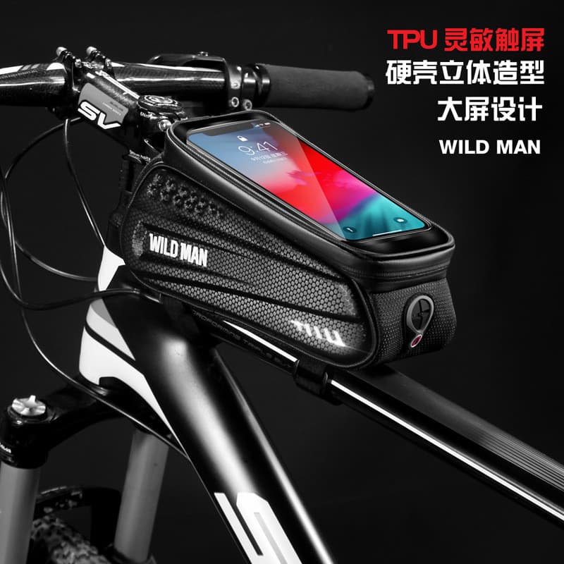 WILD MAN Mountain Bike Hard Shell Tela sensível ao toque do telefone móvel Bolsa de feixe frontal Bolsa de tubo superior