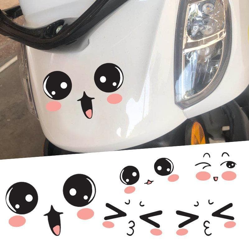Adesivo elétrico para espelho retrovisor de carro, decoração com expressão de desenho animado super fofa, adesivo para c