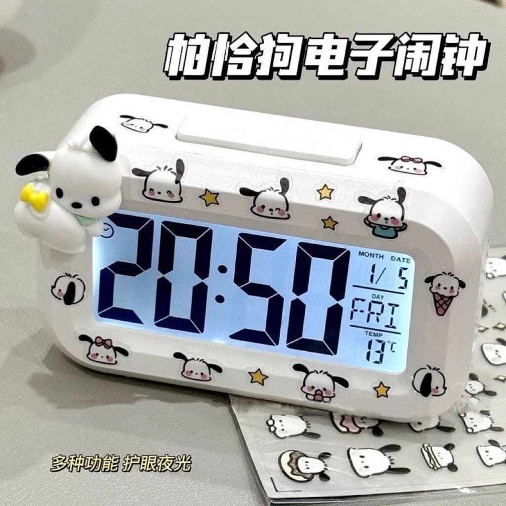 Novo Pacha cão Mini despertador luminoso multifuncional bonito silencioso portátil estudante pequeno relógio de mesa