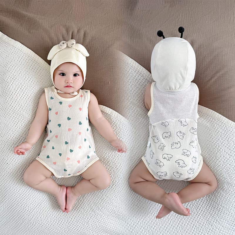 Macacão de bebê verão Ultra-fino macacão 0-1 anos triângulo macacão bebê verão colete macacão