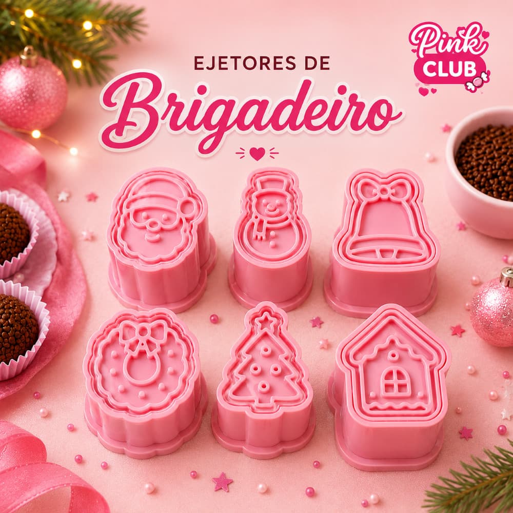 Kit Ejetor Brigadeiro Natal 6 Peças Moldes Natalinos Doces Confeitaria