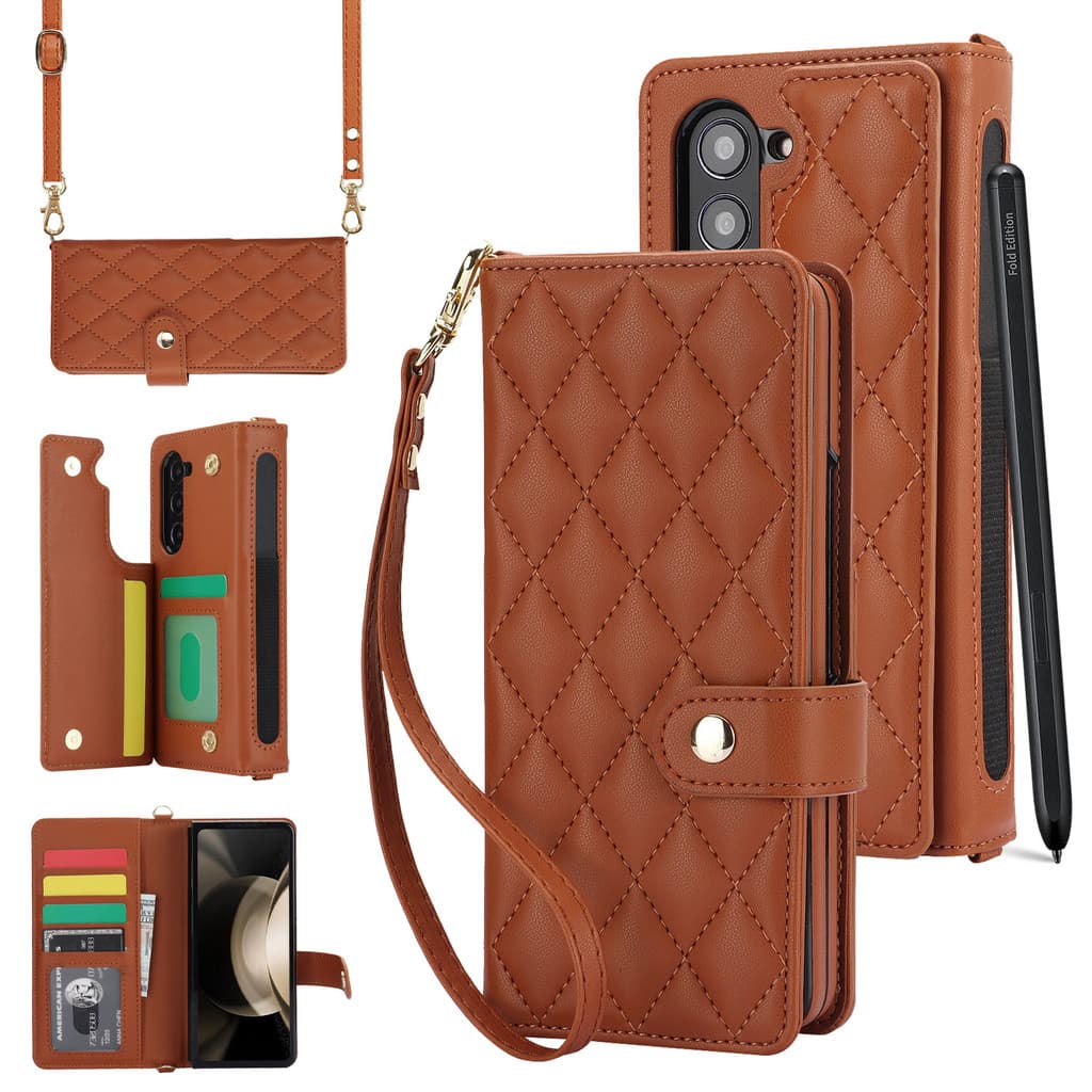 Adequado para Samsung z Fold8U cartão z Fold7 caso de telefone titular Crossbody cordão caneta Slot diamante caso protet