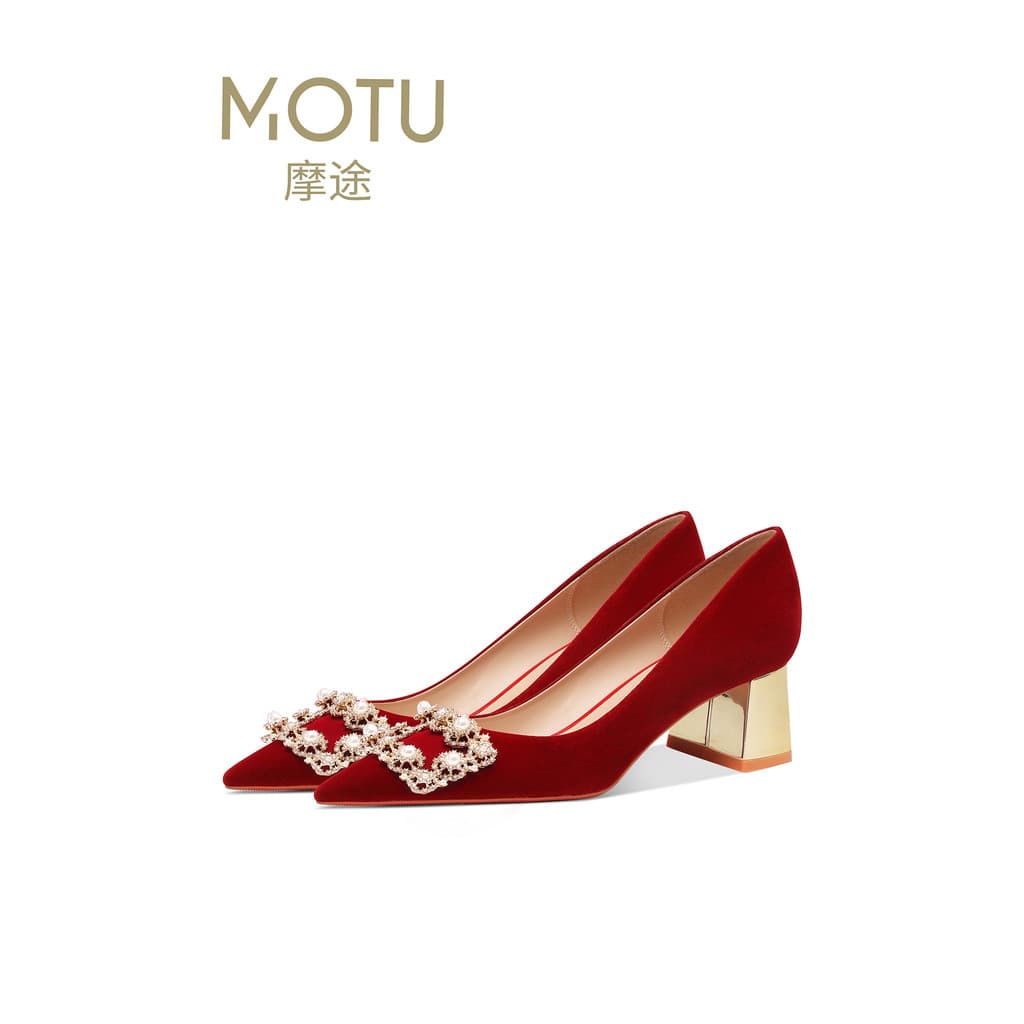 Vermelho lindo sapatos de casamento feminino francês Xiuhe roupas sapatos de volta à porta noivado salto alto casamento