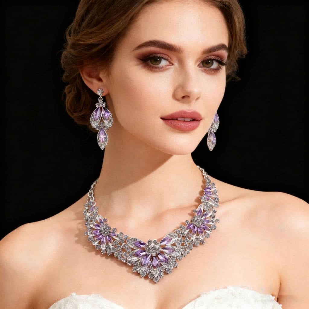 Moda Feminina Flor Colar Brinco Conjunto De Duas Peças Elegante Estilo Europeu Americano Jóias De Noiva Perfeitas Para B