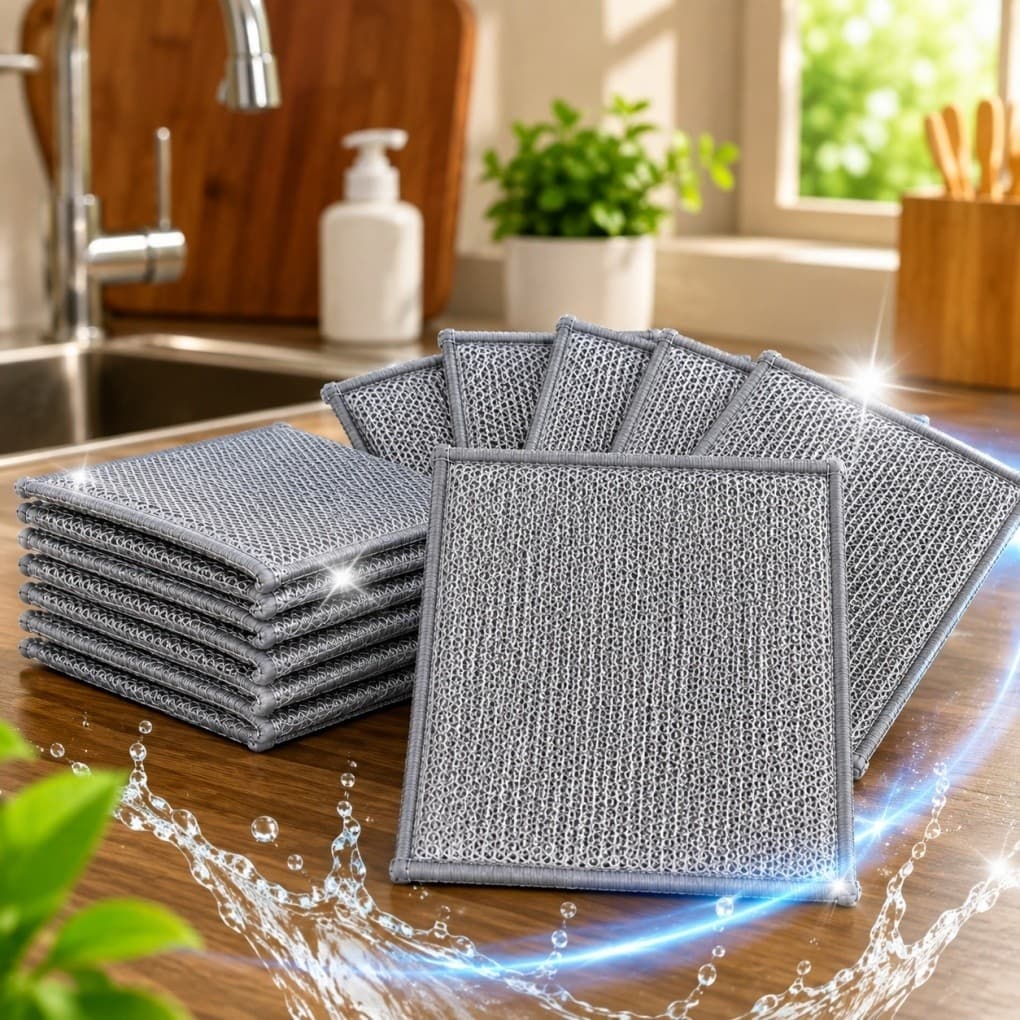 Kit 10 Panos de Limpeza Malha Metálica 20x20cm | Esponja Multiuso para Panela, Fogão, Pia, Louças e Cozinha
