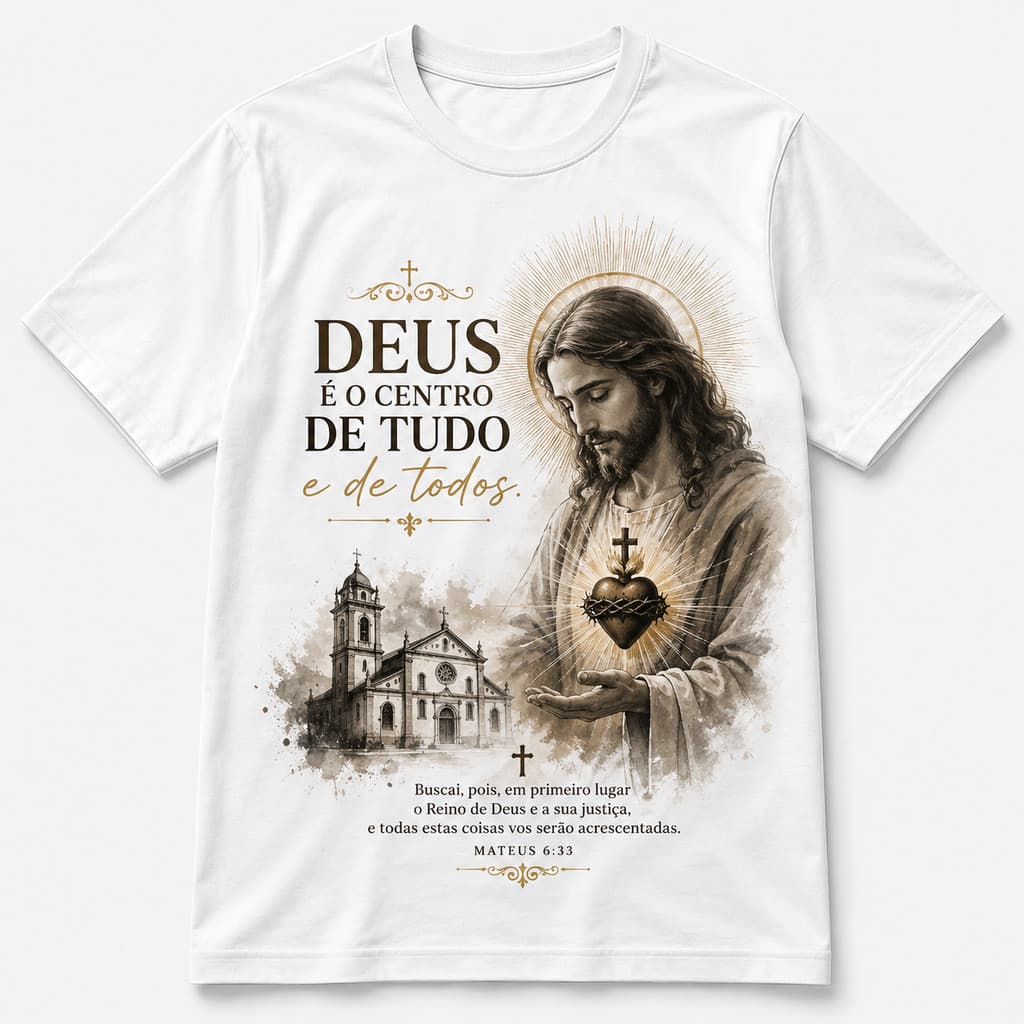 Camiseta camisa unissex estampada catolico deus em algodao fe varias opção