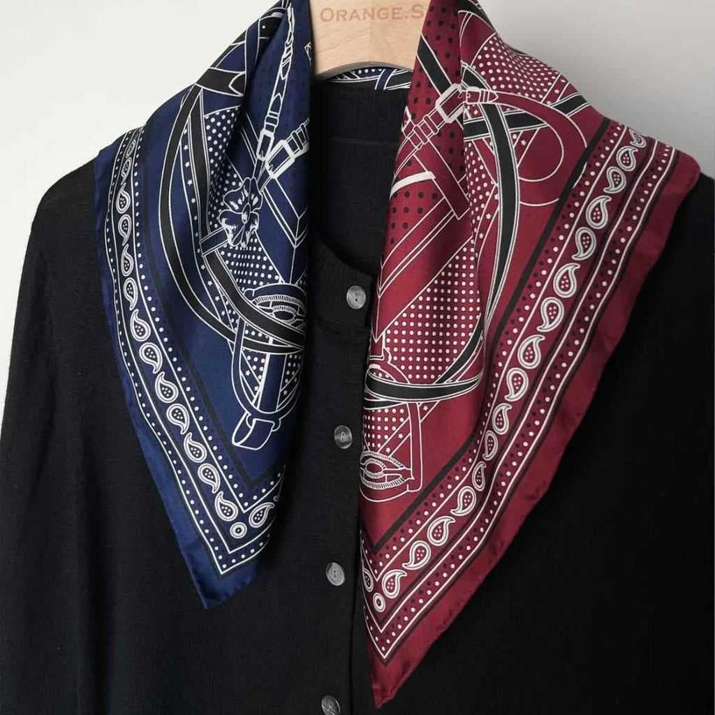 Cetro de bolinhas vermelho azul lenço de seda pescoço decoração senhoras High-End sentimento outono inverno pequeno lenç