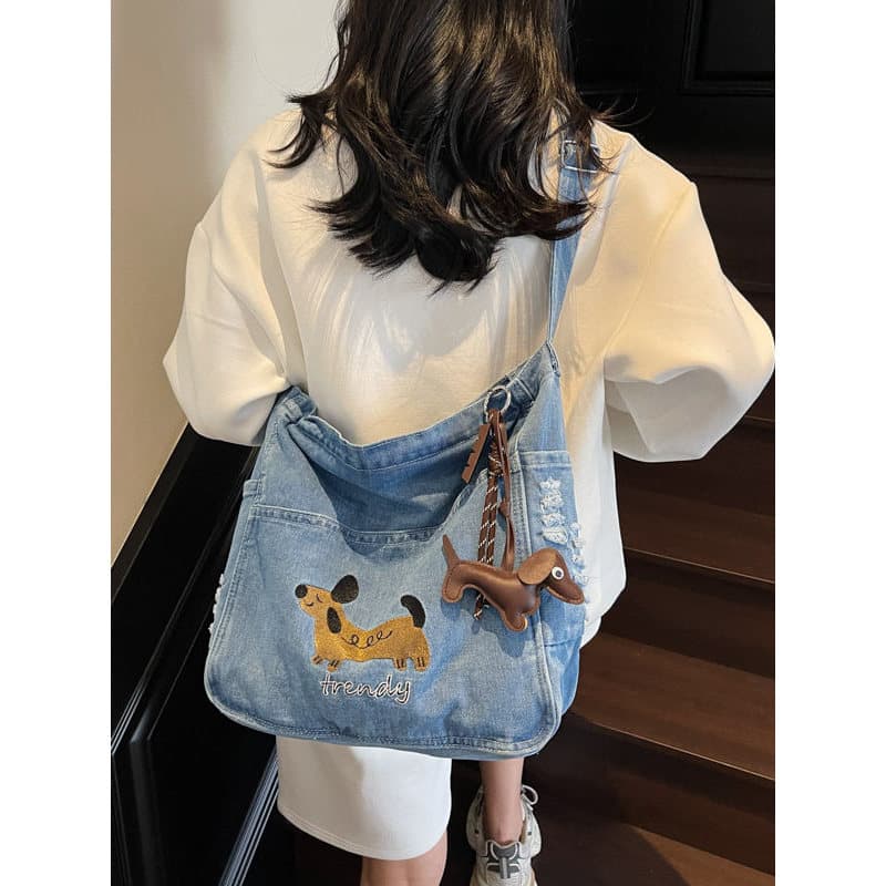 bolsas femininas de ombro Japonês Casual Denim saco feminino 2025 novo estilo moda grande capacidade sacola All-Match Co
