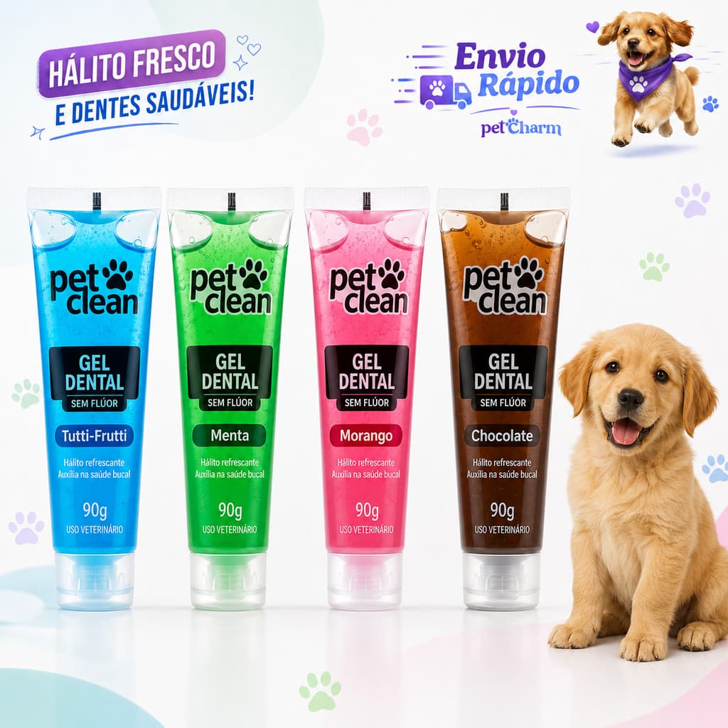 Gel Dental Pasta De Dente Para Cachorro 90g Pet Clean Hálito Refrescante