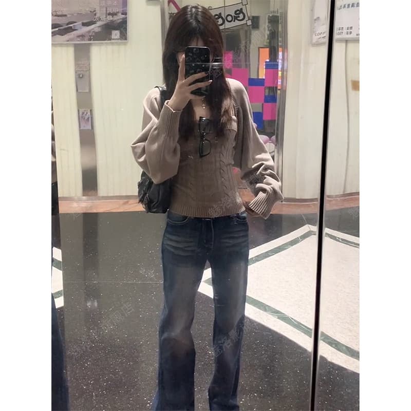 Estilo coreano terno feminino outono inverno novo estilo quente menina camisola de malha Cardigan feminino malha interio