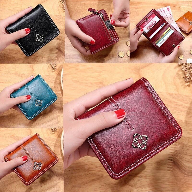 Mini Carteira de Couro de Luxo para Mulheres, Porta-Moedas, Carteira Curta com Zíper, Pequena Bolsa de Mão, Modelo 2022