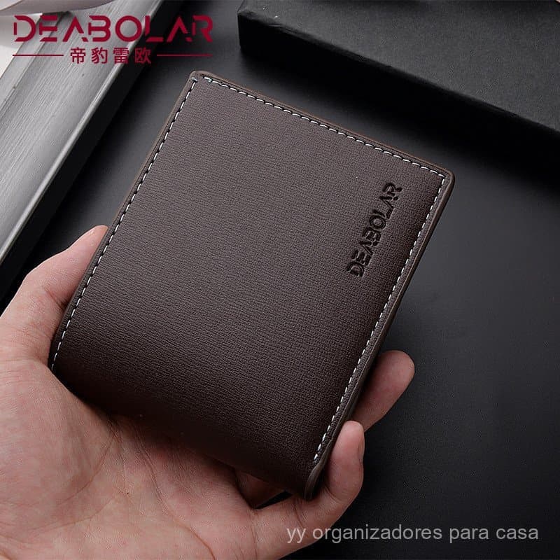 [Promoção] Carteira Masculina Leve, Porta-Moedas Masculino, Carteira Curta Horizontal Dobrável, Carteira de Couro Mascul