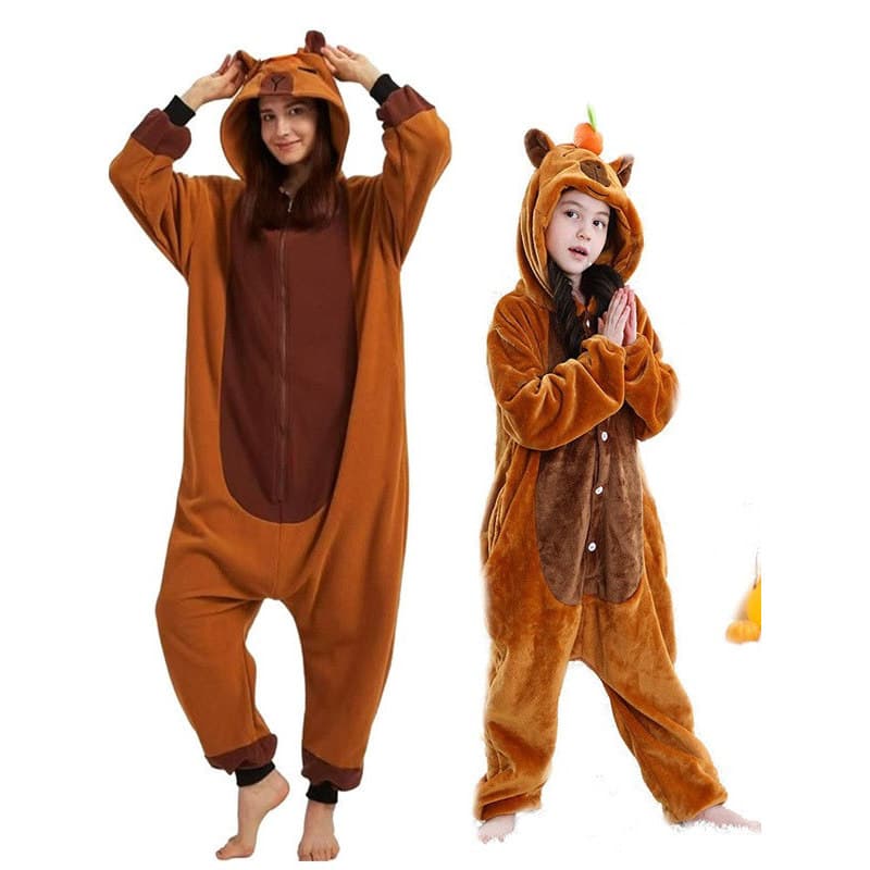 Crianças Kapibara pijamas adulto dos desenhos animados Animal de uma peça casa masculino feminino bebê outono inverno fo