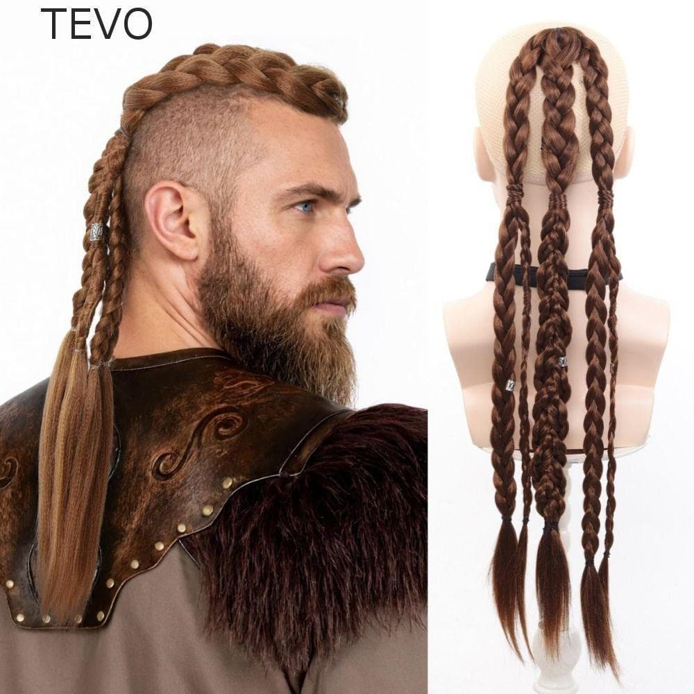 Extensões de Cabelo LAEO TEVO Viking, Peruca de Rabo de Cavalo Trançado de 24 Polegadas, Tranças Naturais Feitas à Mão