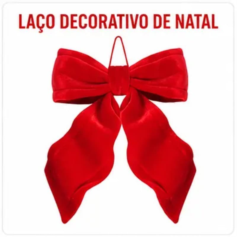 Laço de Natal Decorativo Vermelho 42cm com Arame Moldável para Árvore, Porta e Ambientes Festivos OIH-9257