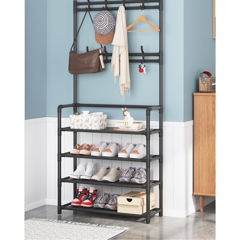 Organizadora Sapateira 4 andar Cabideiro Arara Suporte Multiuso Para Sapato Tenis Roupa Closet Quarto Armários