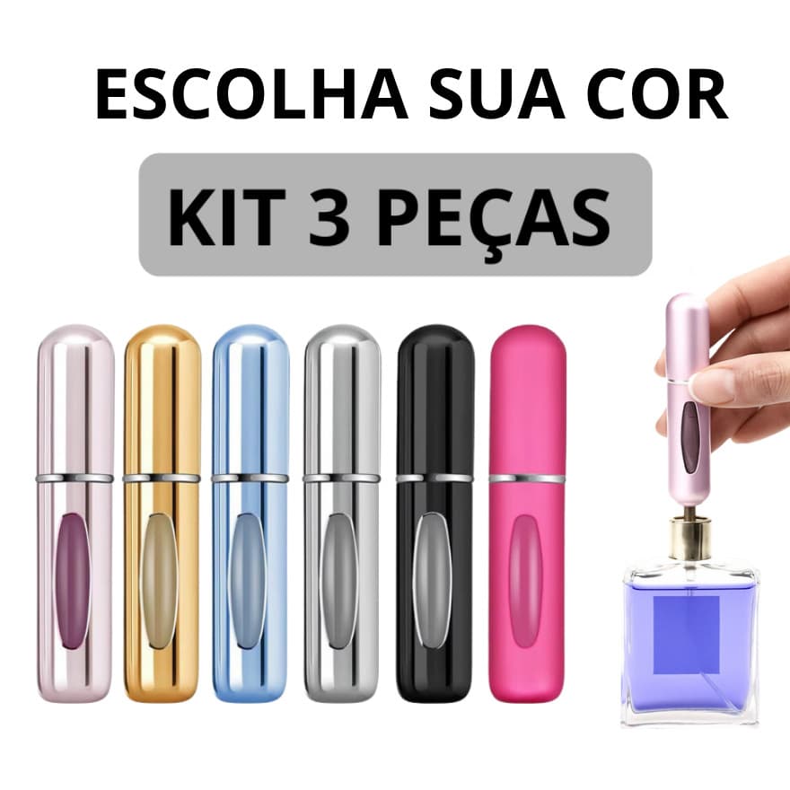 Kit 3 Porta Perfume 5ml Recarregável Spray Portátil – Para Bolsa Viagem EleganteCor aleatória