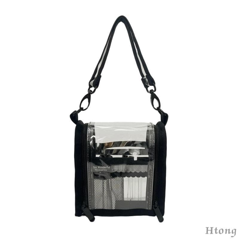 [Htong] Bolsa Organizadora De Cosméticos Organizador De Maquiagem Portátil Com Alça Transparente Estruturada Para Vaidad