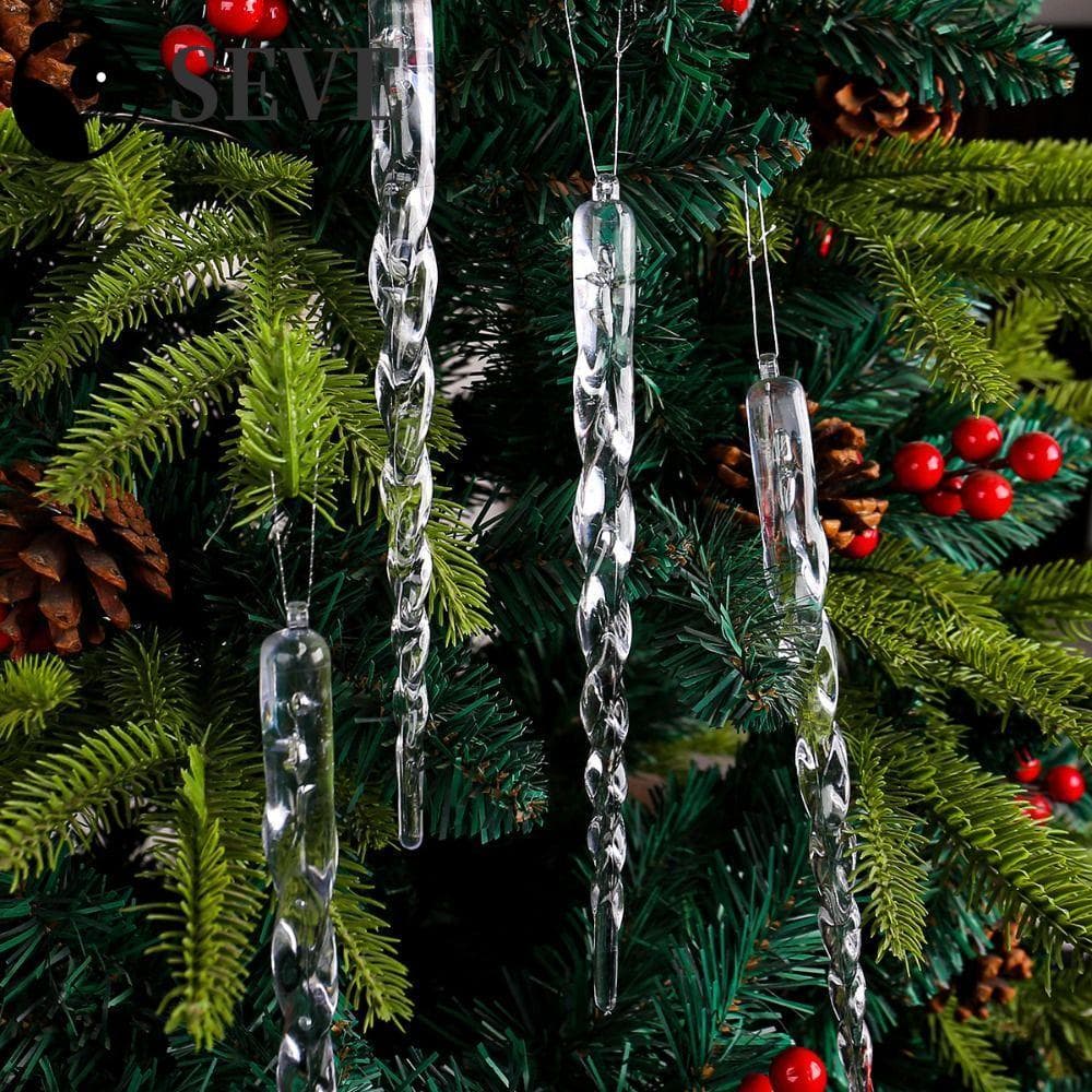 SEVE 12 Peças De Pingentes De Tira De Gelo , Transparentes De Natal Torcidos De 13/15/20 Cm , Requintados