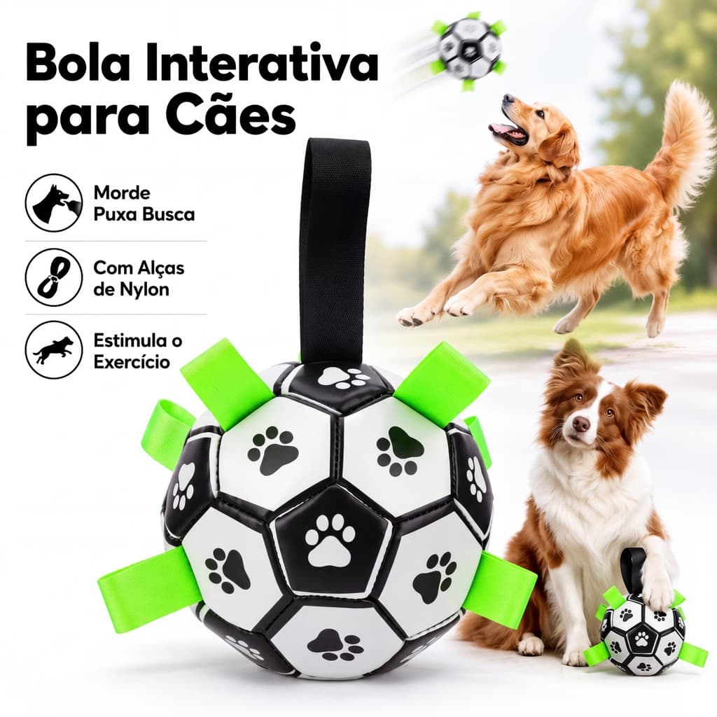 Brinquedo de Futebol para Animais de Estimação, Bola para Cães com Alças, Brinquedo interativo, Diversão para Seu Pet