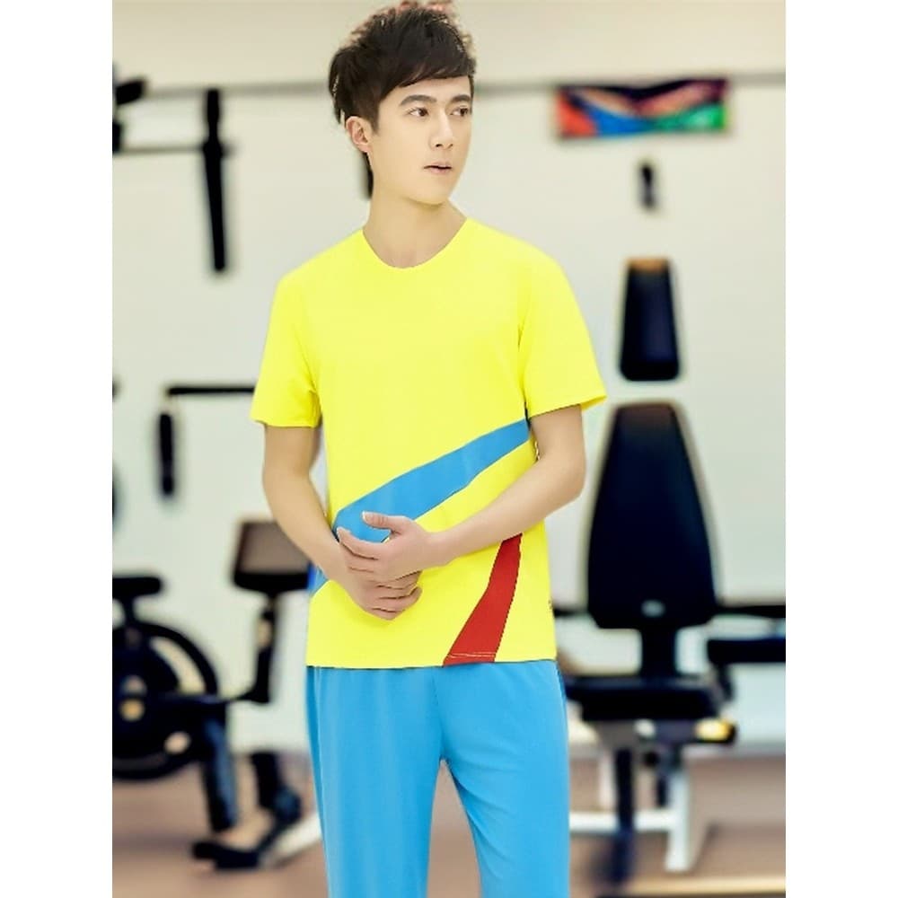 Haozhou roupas de dança de Fitness de manga curta esportes roupas de dança quadrada homens roupas de secagem rápida corr