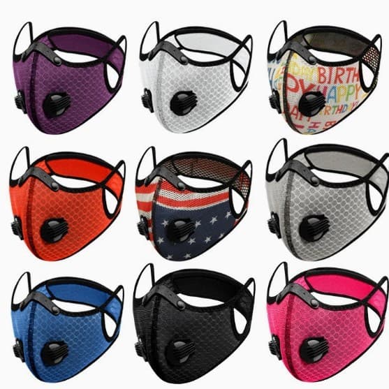 Máscara facial para ciclismo com proteção PM2.5 de carvão ativado, máscara facial para esportes ao ar livre, máscara par