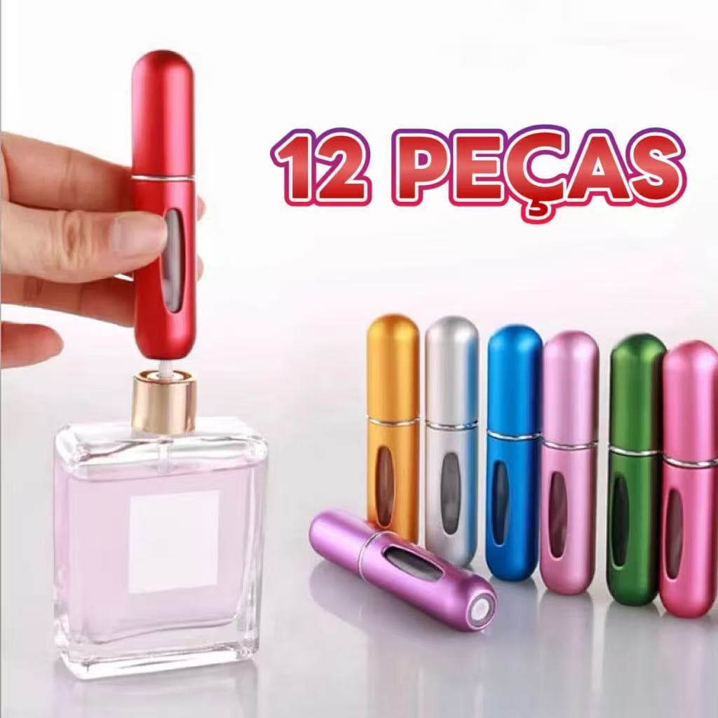 12 Unidades Porta Perfume Spray 5ml Atomizador Recarregável Viagem Necessaire