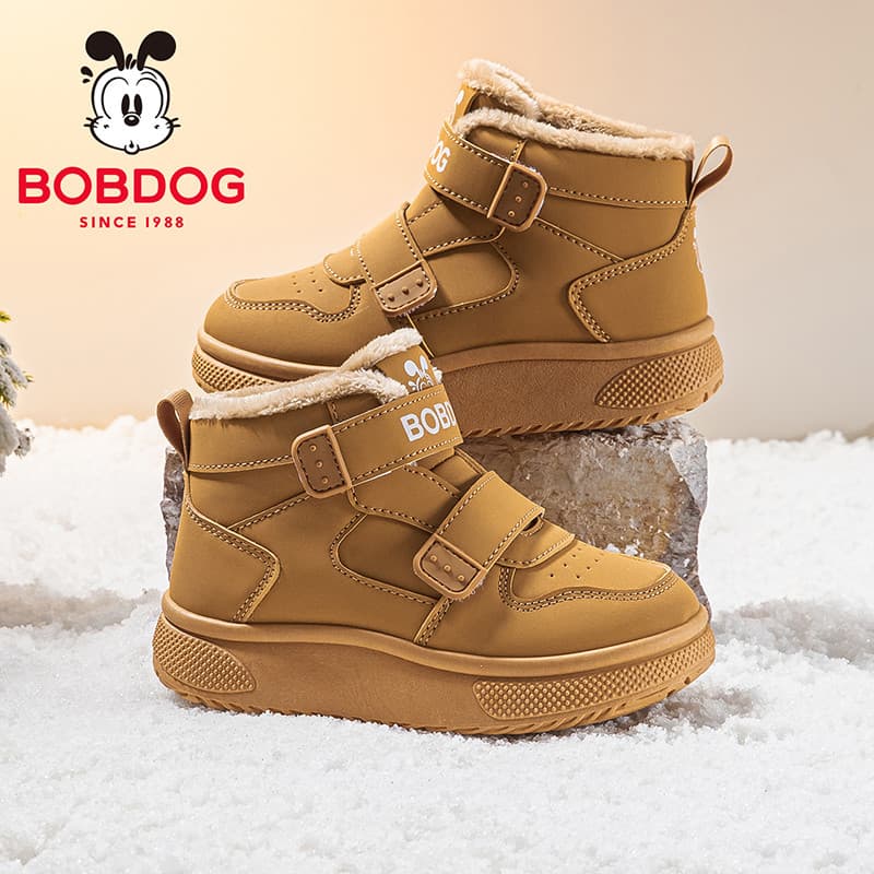 Bobo sapatos infantis dois sapatos de algodão 2026 novo estilo forro de lã de inverno engrossado tênis para meninos sapa
