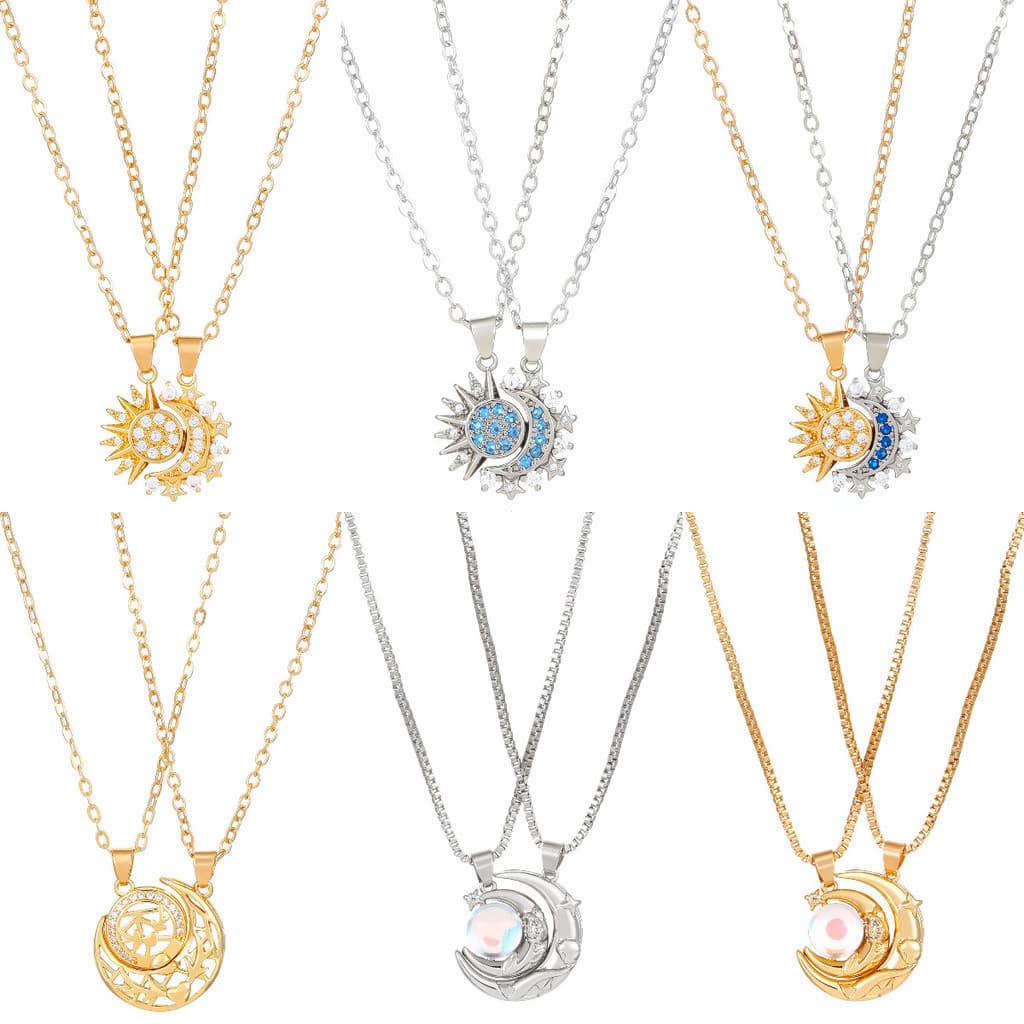 Colares Magnéticos Sol e Lua para Casais, Colar de Clavícula da Moda, Presentes de Dia dos Namorados para Homens e Mulhe