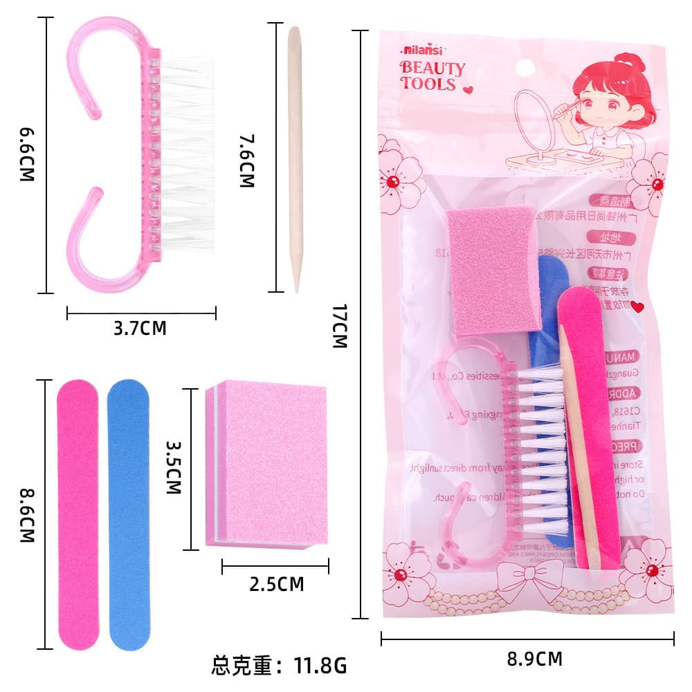 Arquivo folheado manicure esfregando tira manicure reparação kit de ferramentas iniciante vara de madeira chifre escova