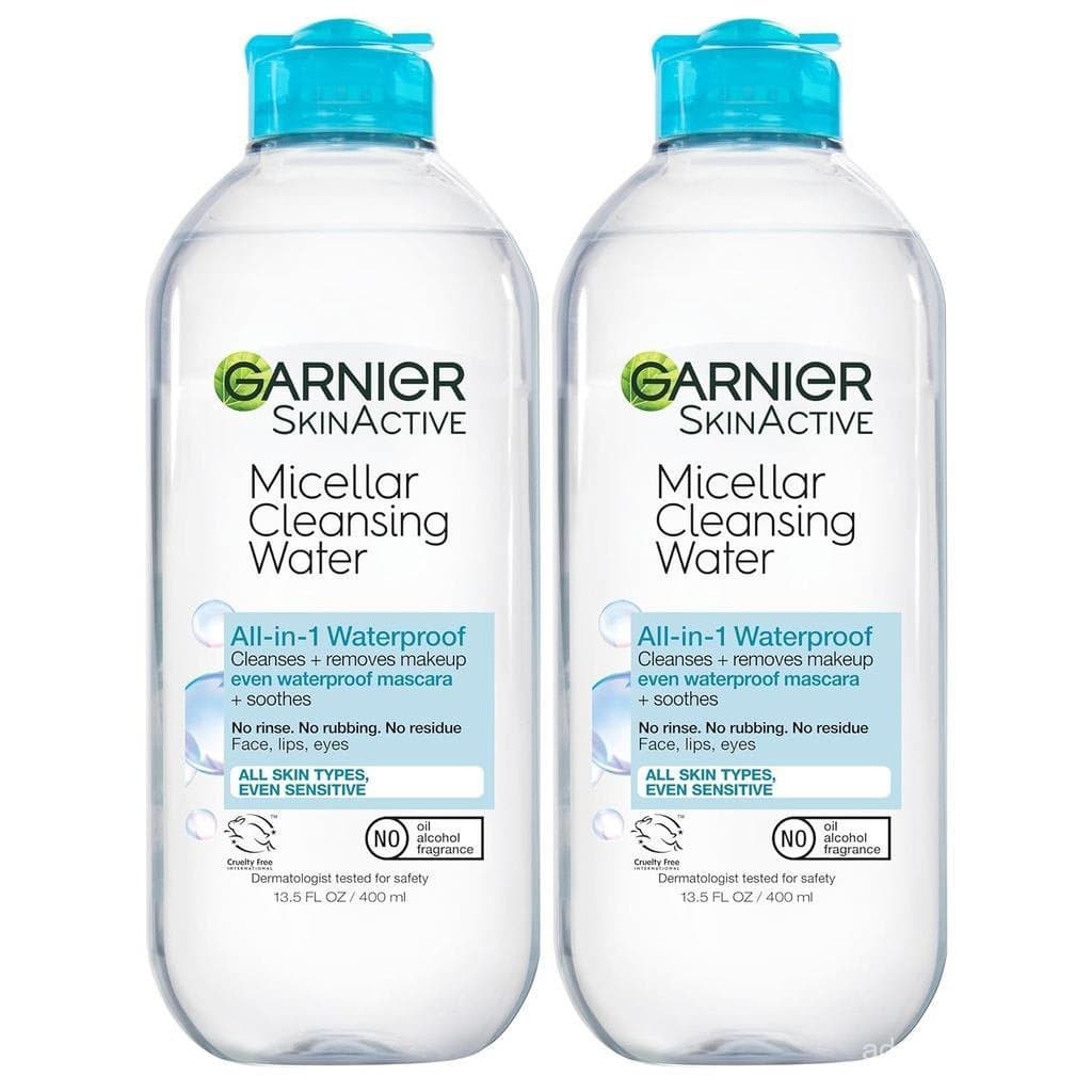 Água Micelar Garnier para Maquiagem à Prova d'Água, Limpador Facial Hidratante e Removedor de Maquiagem, Adequado para P