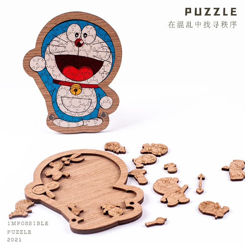 Doraemon Doraemon Doraemon Cat Brain-burning Quebra-cabeça tridimensional em formato especial Quebra-cabeça de madeira a