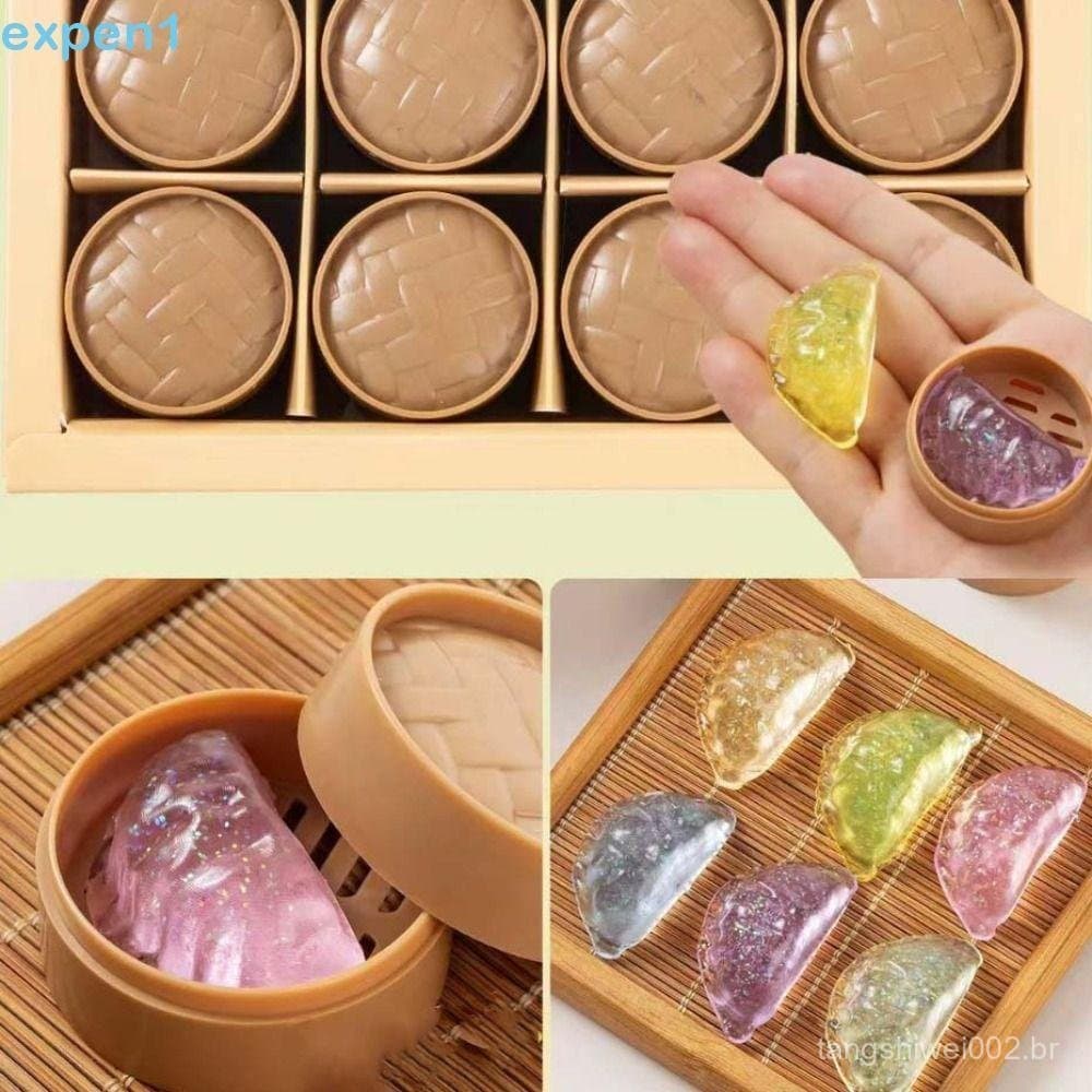 EXPEN 24 Pçs/set Mini Bolinhos Squishy , Macio Bonito Forma De Comida Crystal Bun , Pitada Fidget Brinquedo Sensorial