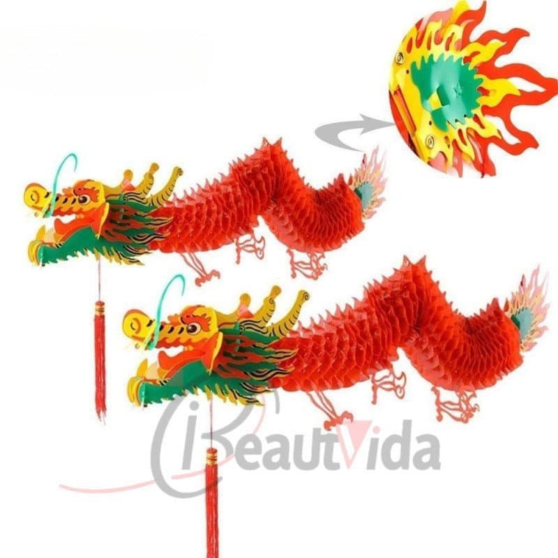 [LETIGO] Dragão Chinês , Banner Pendurado Enfeites Decoração De Papel , Layout Do Local DIY Guirlanda Shopping