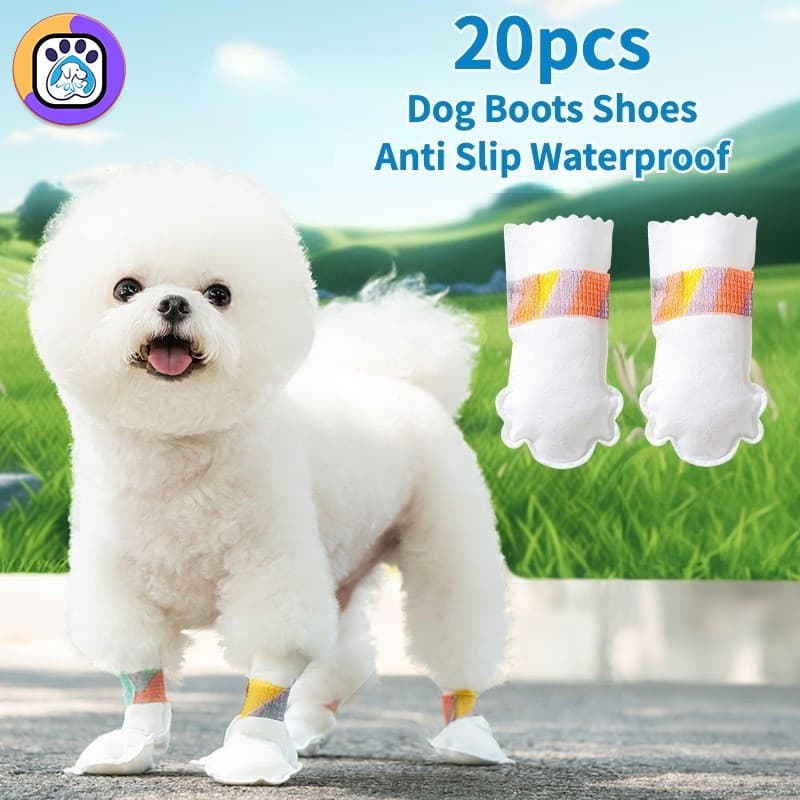 20 pares de botas descartáveis para cães, antiderrapantes e impermeáveis para gatos de estimação CDGY