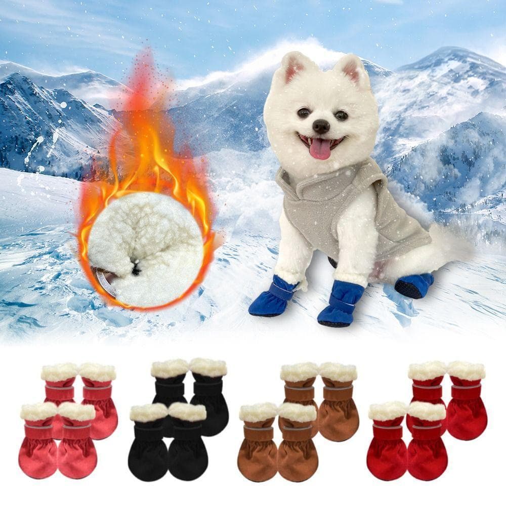4 Peças De Sapatos De Inverno Para Cães , Camurça De Veludo Engrossados Animais De Estimação , Calçados Quentes An