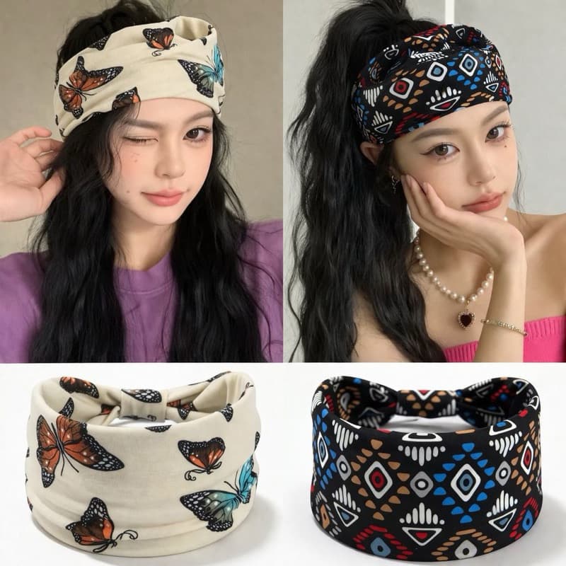 Faixa de cabelo larga feminina, modelo 2026, estilo boêmio, ideal para esportes e yoga, elegante tiara.