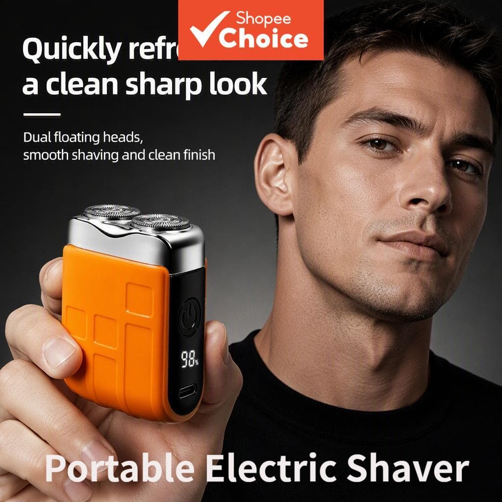 Lâminas de barbear elétrico portáteis laváveis, barbeador elétrico rotativo com duplo anel, mini barbeador para homens,