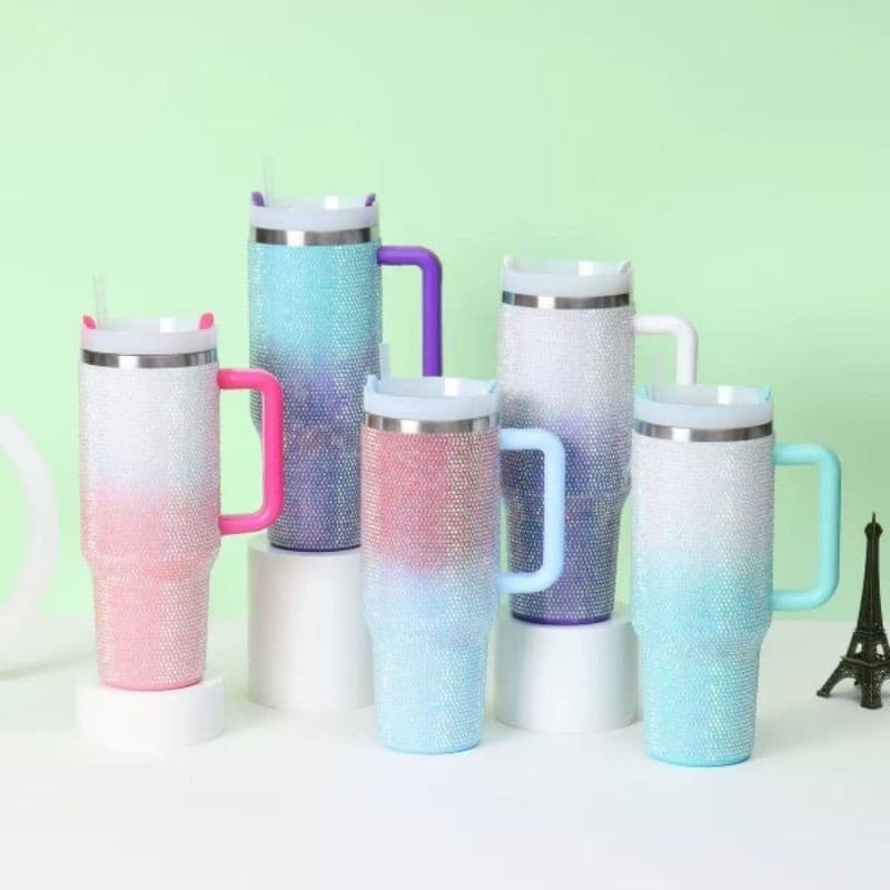 Copo Térmico Jumbo Colorido de 40oz - Copo Grande de Aço Inoxidável 304 com Gradiente para Veículos