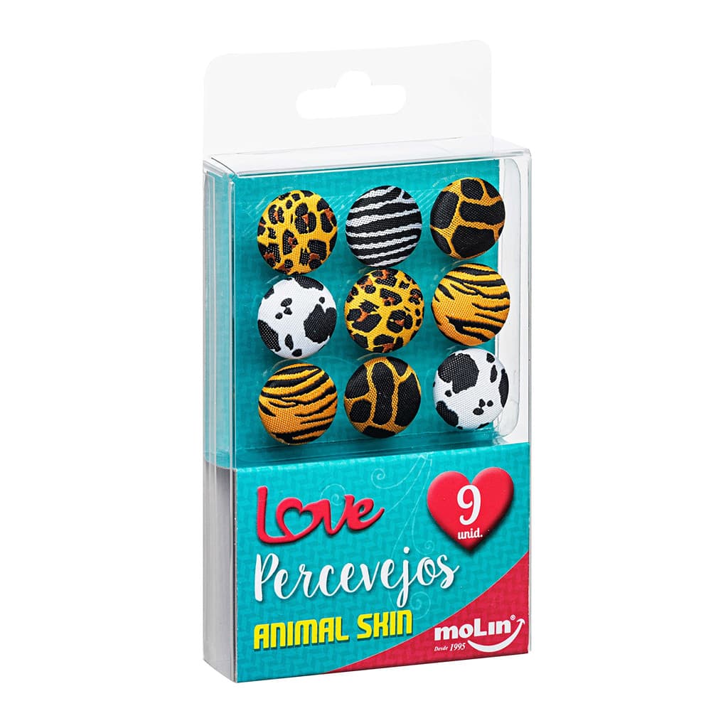 Kit com 9 Percevejos 'Animal Skin' | Blister | Molin
